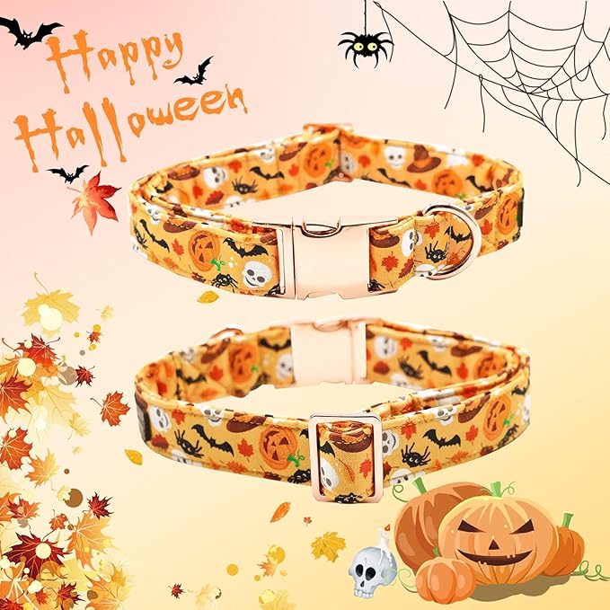 Bobo Rainbow Halloween Dog Collar, Pet Collar Bow Fall Puppy Collar Girl Boy Holiday Pet Collars Gift Bow Cute Soft Puppy Collar for Medium Dogs