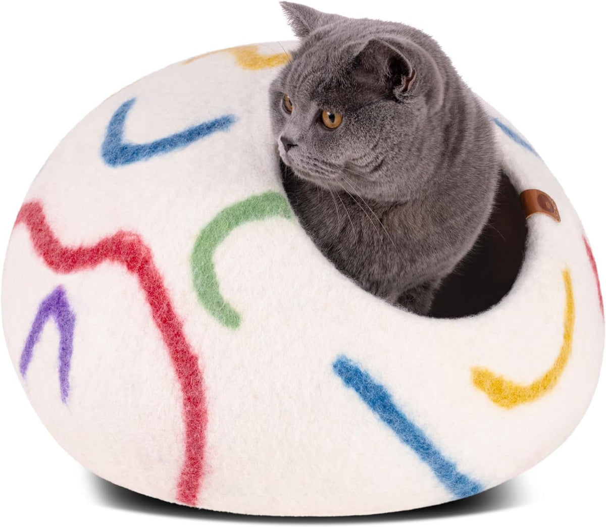 MEOWFIA Cat Cave - Merino Wool Bed for Indoor Cats (Cloud Nap Blue, Large)