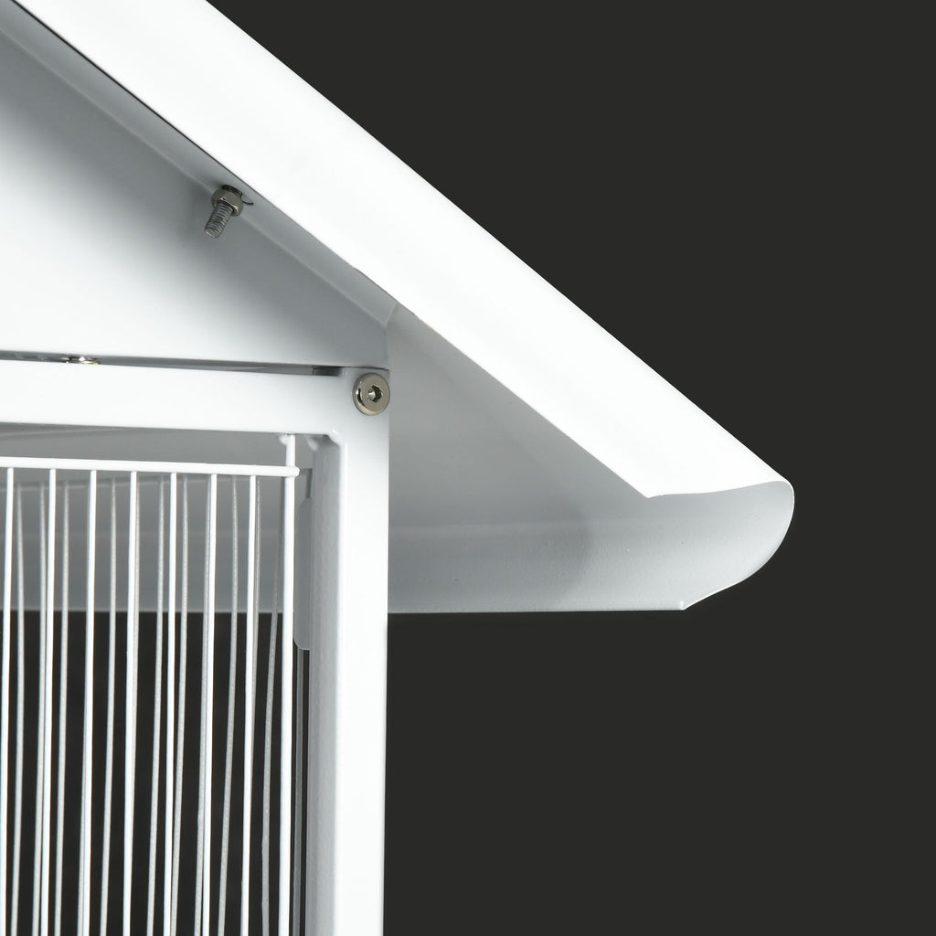 PawHut Wrought Metal Bird Cage Feeder with Rolling Stand Doors 67" H White