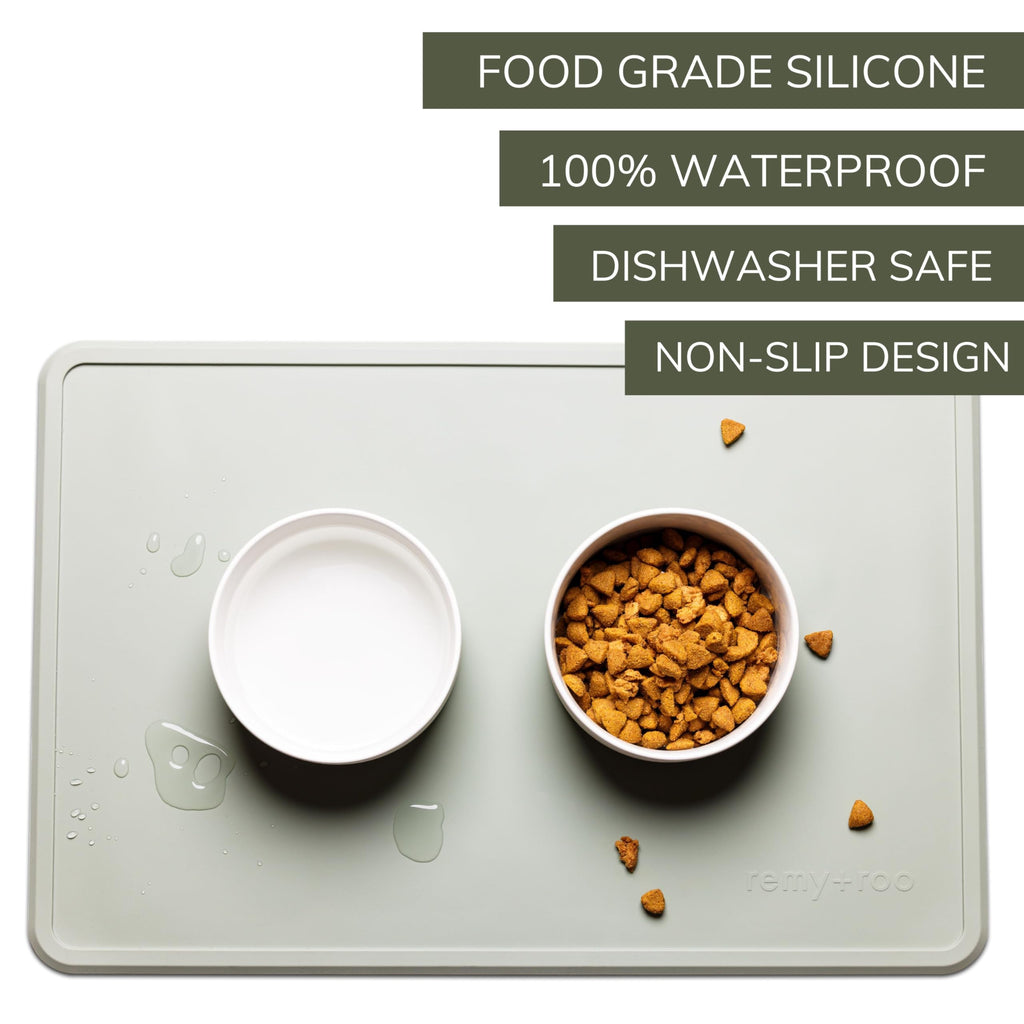 Remy+Roo Silicone Dog Food Mat for Pet Bowls - Sage - 23.6 x 15.7 Inch