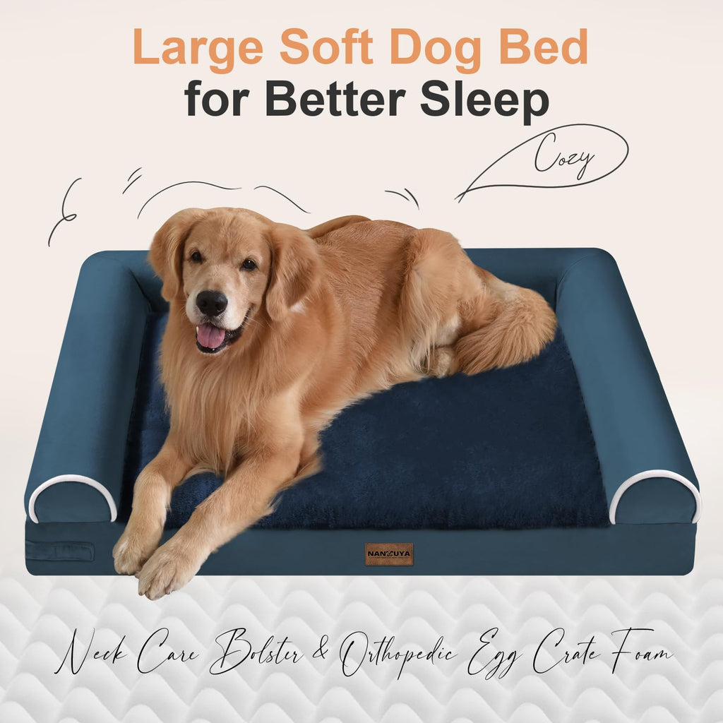 NANUYA Orthopedic Dog Bed for Jumbo Dogs, 48 x 33 Inch, Navy Blue