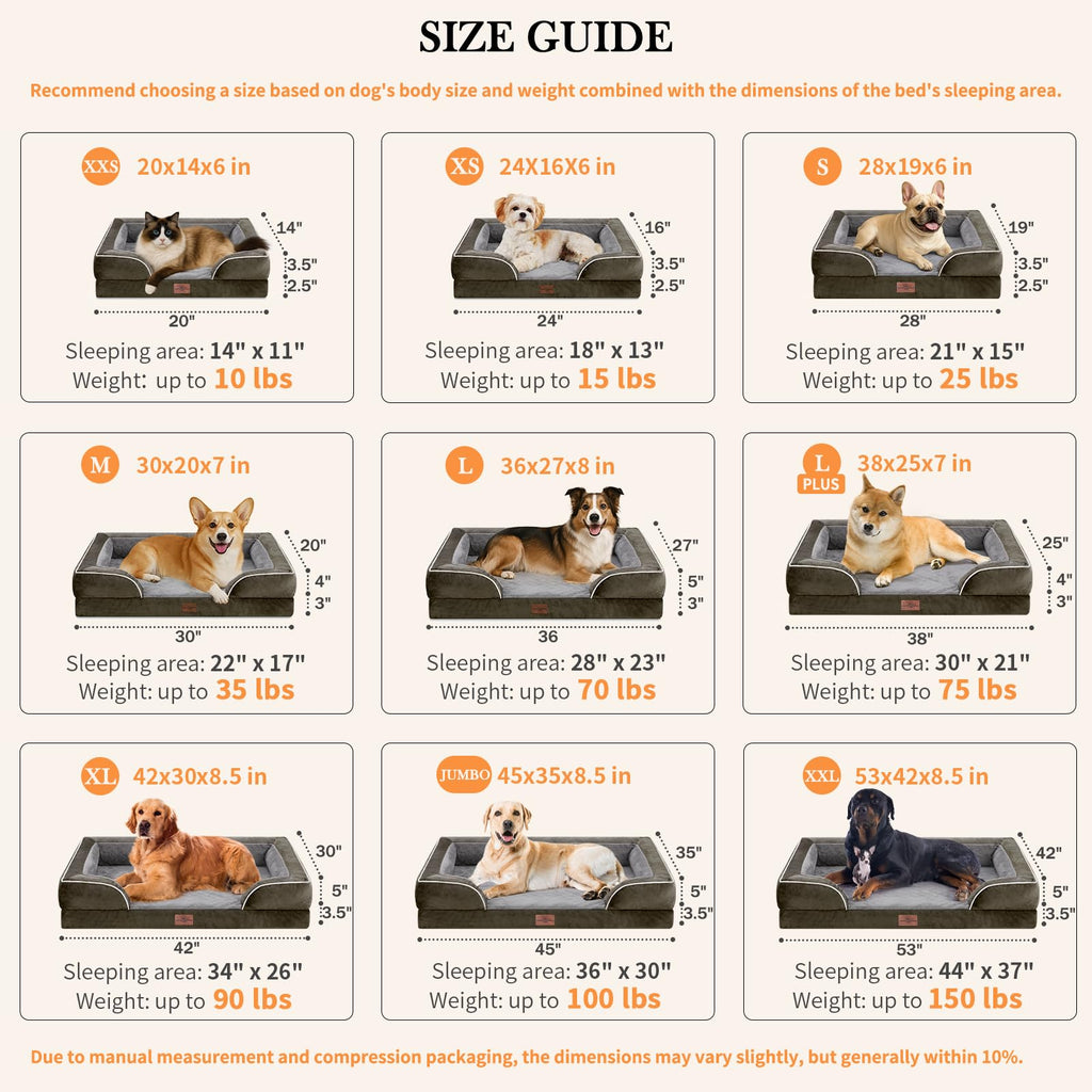 Comfort Expression Waterproof Orthopedic Dog Bed for Extra Large Dogs