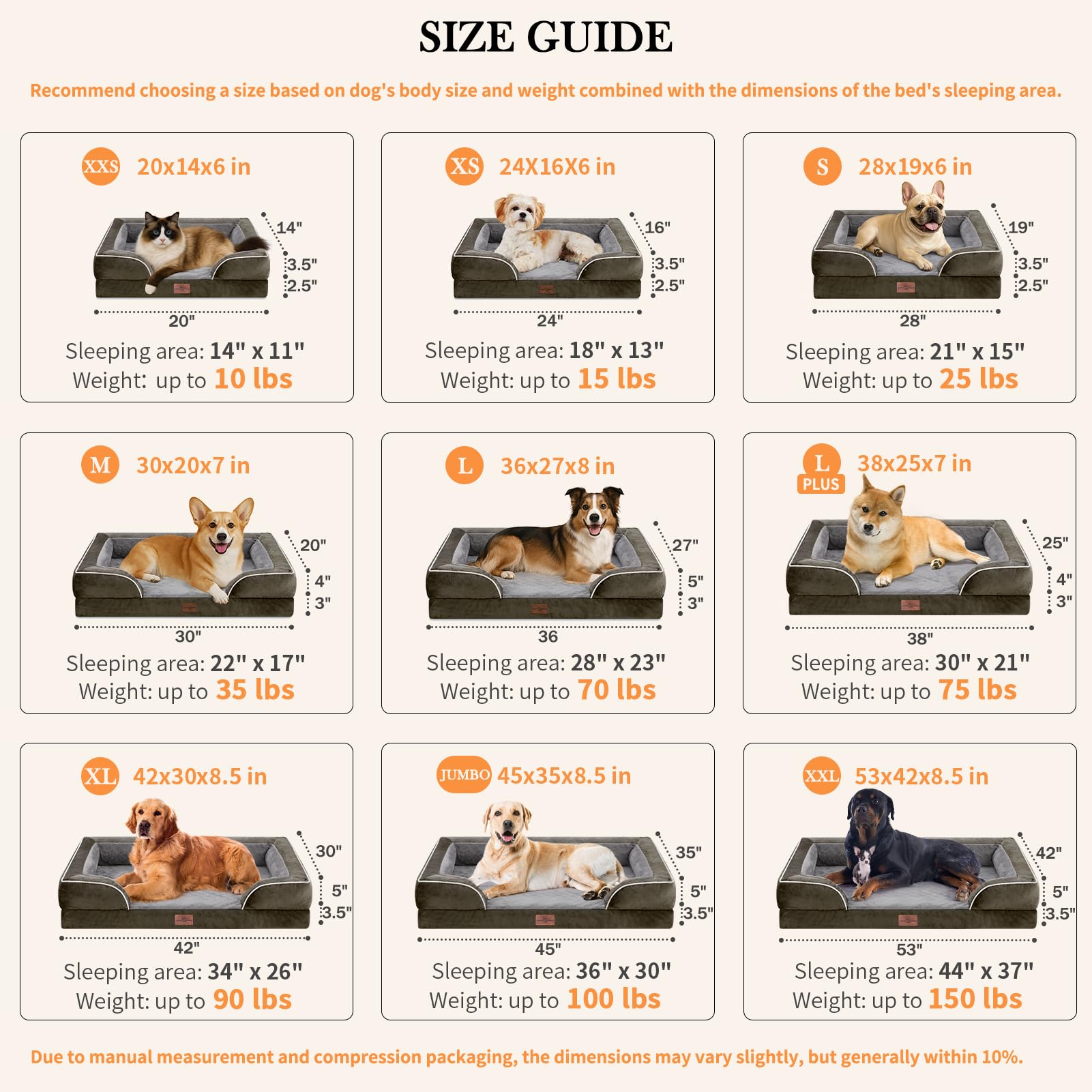 Comfort Expression Waterproof Orthopedic Dog Bed for Extra Large Dogs