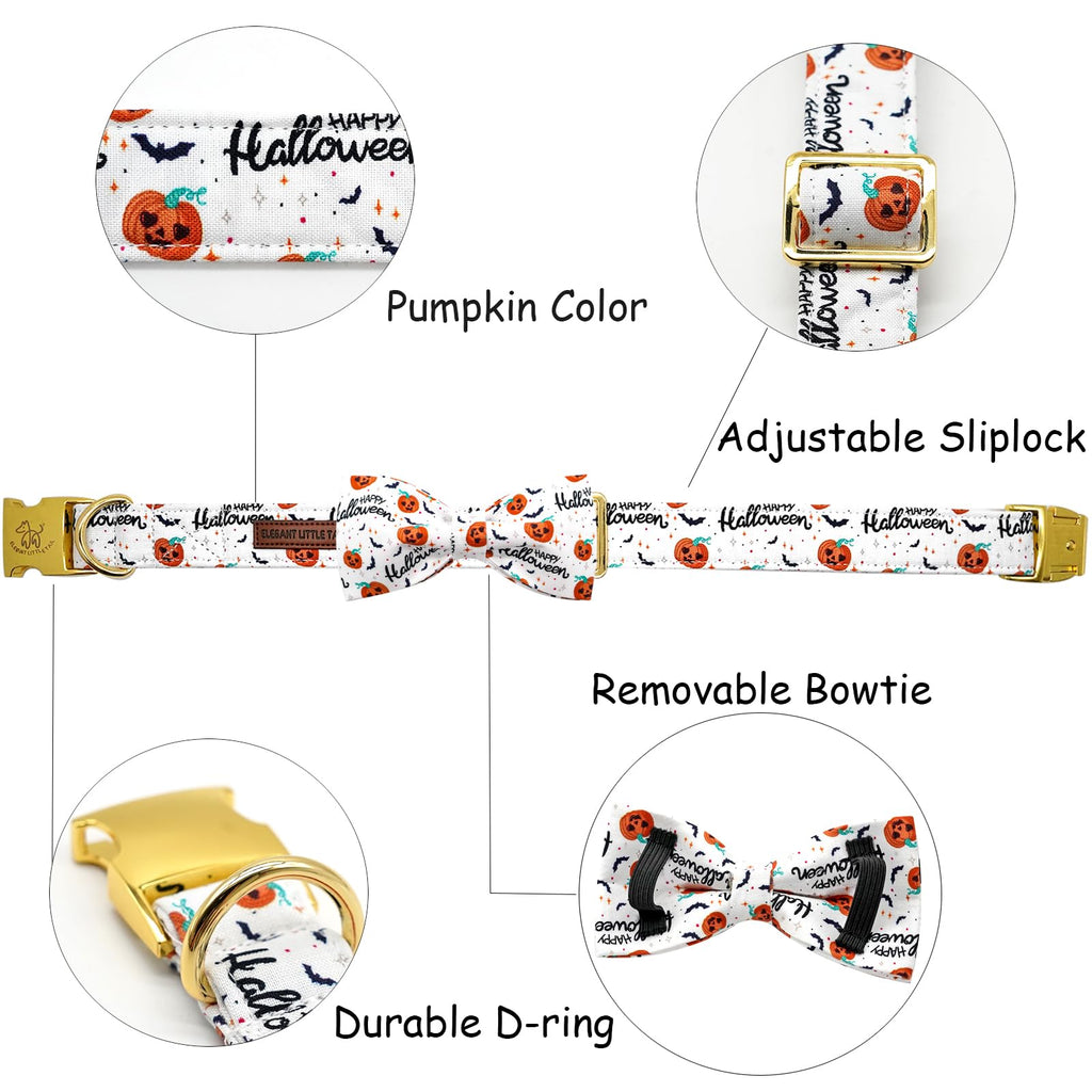 Bobo Rainbow Halloween Dog Collar, Pet Collar Bow Pumpkin Pet Collar Girl Boy Holiday Collars Gift Bow Cute Soft Puppy Collars for X-Small Puppy