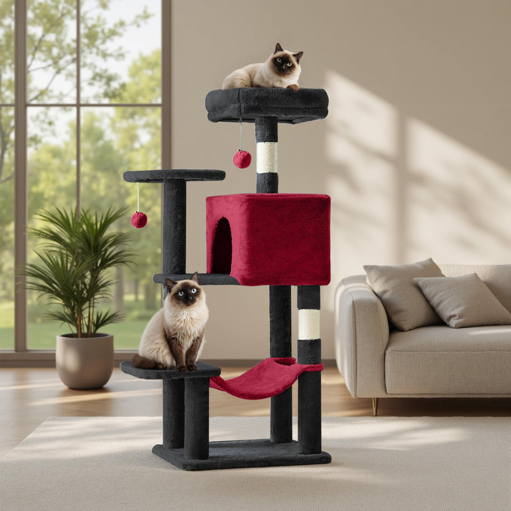 DUMOS 44 Inch Cat Tree Tower with Natural Sisal Scratching Posts