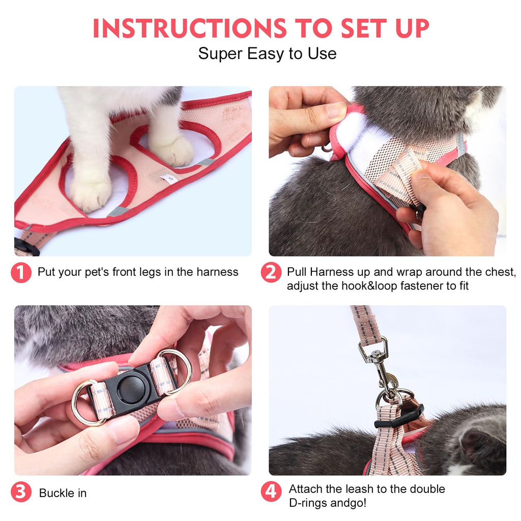Betmaypet Cat Harness and Leash Set, Soft and Breathable Vest with Reflective Strip, Escape Proof Kitten Harness, Easy to Wear for Cats Walking and Traveling (Purple, XS)