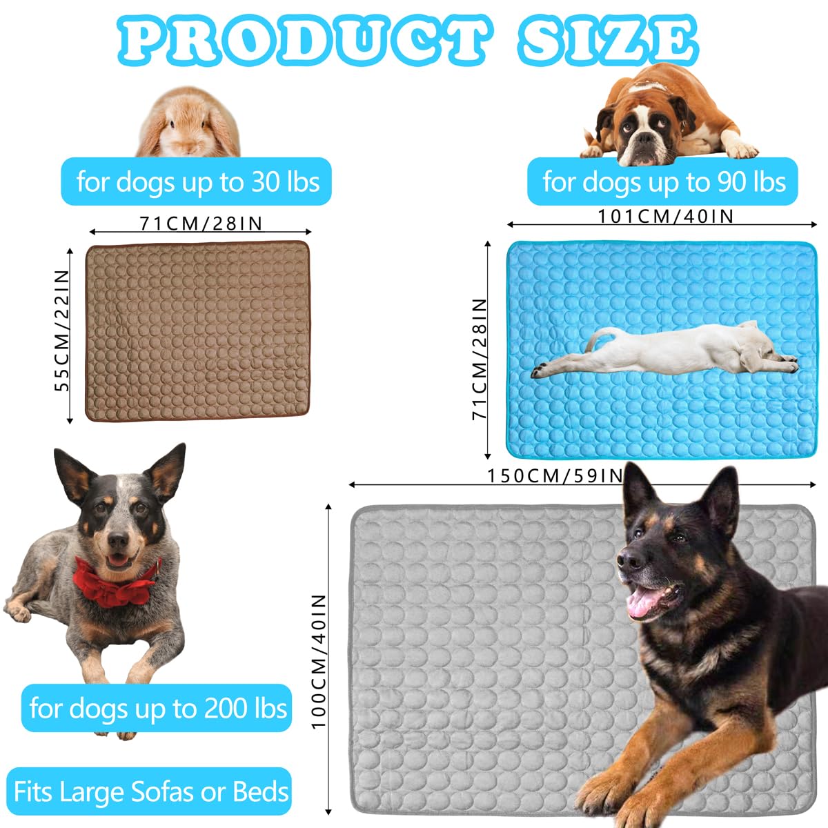 NXDZI Dog Cooling Mat for Dogs, Pet Cooling Pad Bed for Dog Easy Washable for All Types of Pets and Perfect for Both Indoor and Outdoor Use, Including Car Seats 40" x 28"