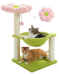 MUTTROS Flower Cat Tree, 28" Cat Tower with Cozy Flower Perch, Large Hammock for Indoor Small Cats, Cute Cat Tree with Sisal Scratching Post and Fur Toy Ball for Kittens, Pink