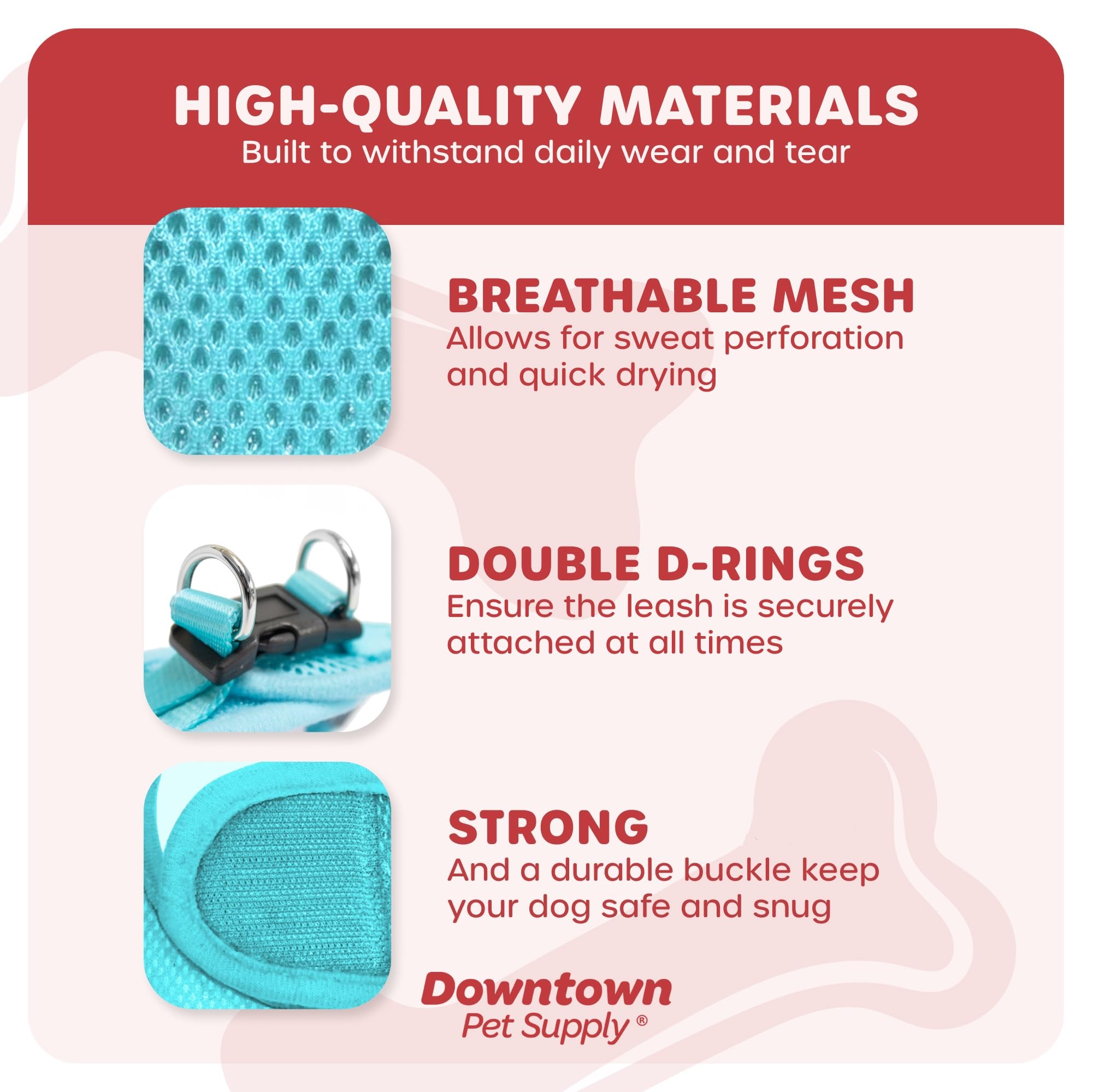 Downtown Pet Supply Step-in Dog Harness – No Pull, Adjustable Padded Mesh with Reflective Trim, Secure Buckle Strap – Comfortable & Breathable Small Dog Harness, Large, Light Blue