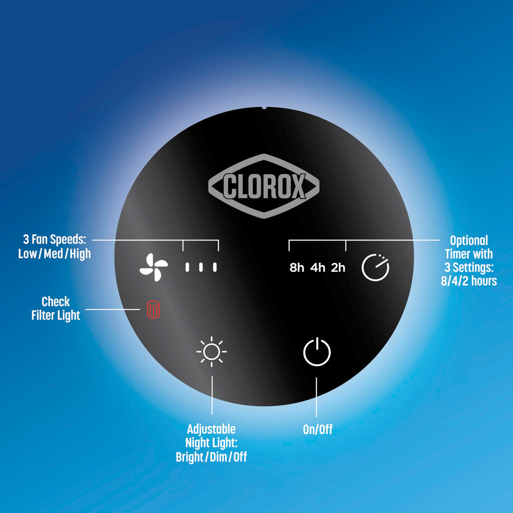 Clorox Small Room Air Purifiers for Bedroom Home, True HEPA Filter