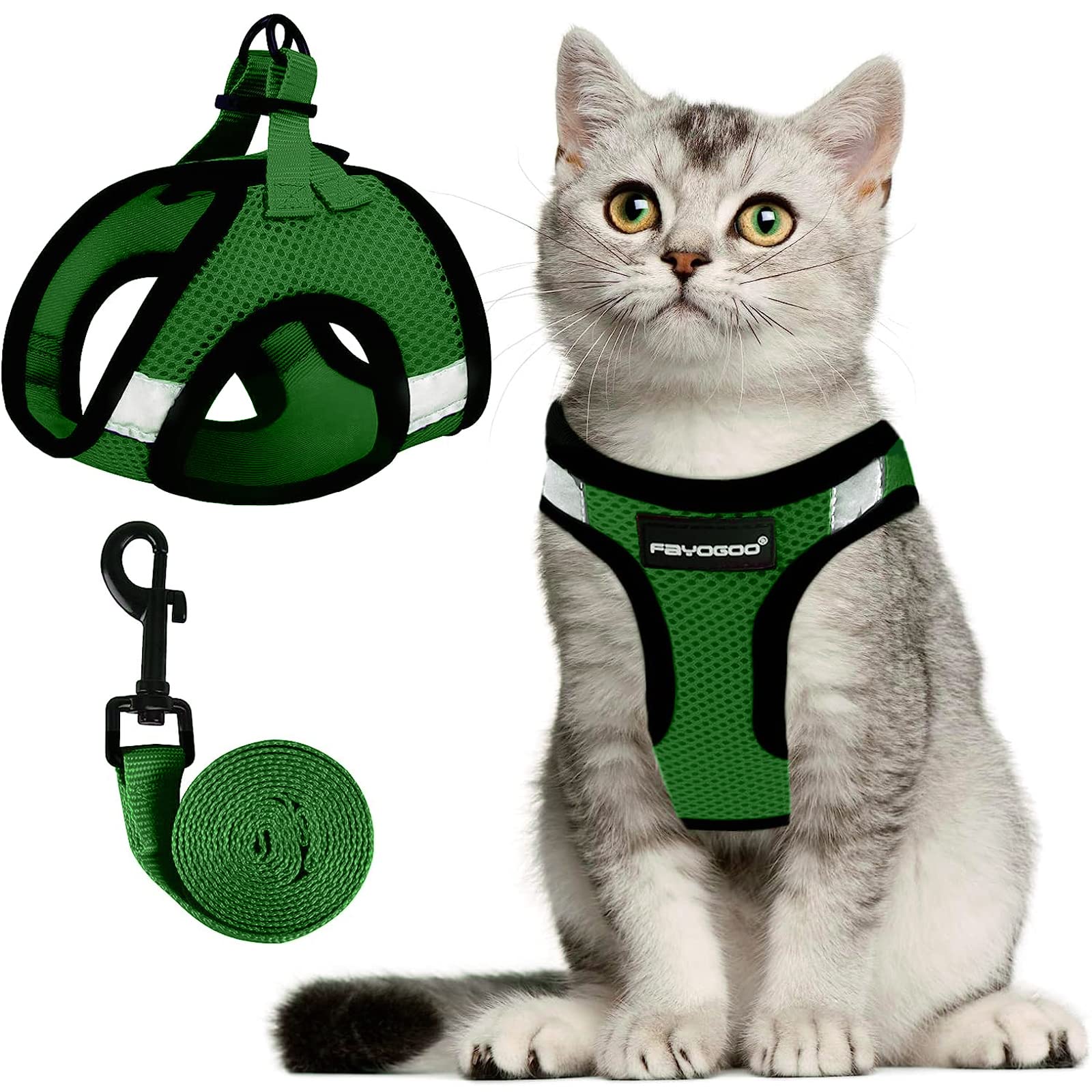 FAYOGOO Cat Harness and Leash Set, Escape-Proof Step-in Vest for Walking