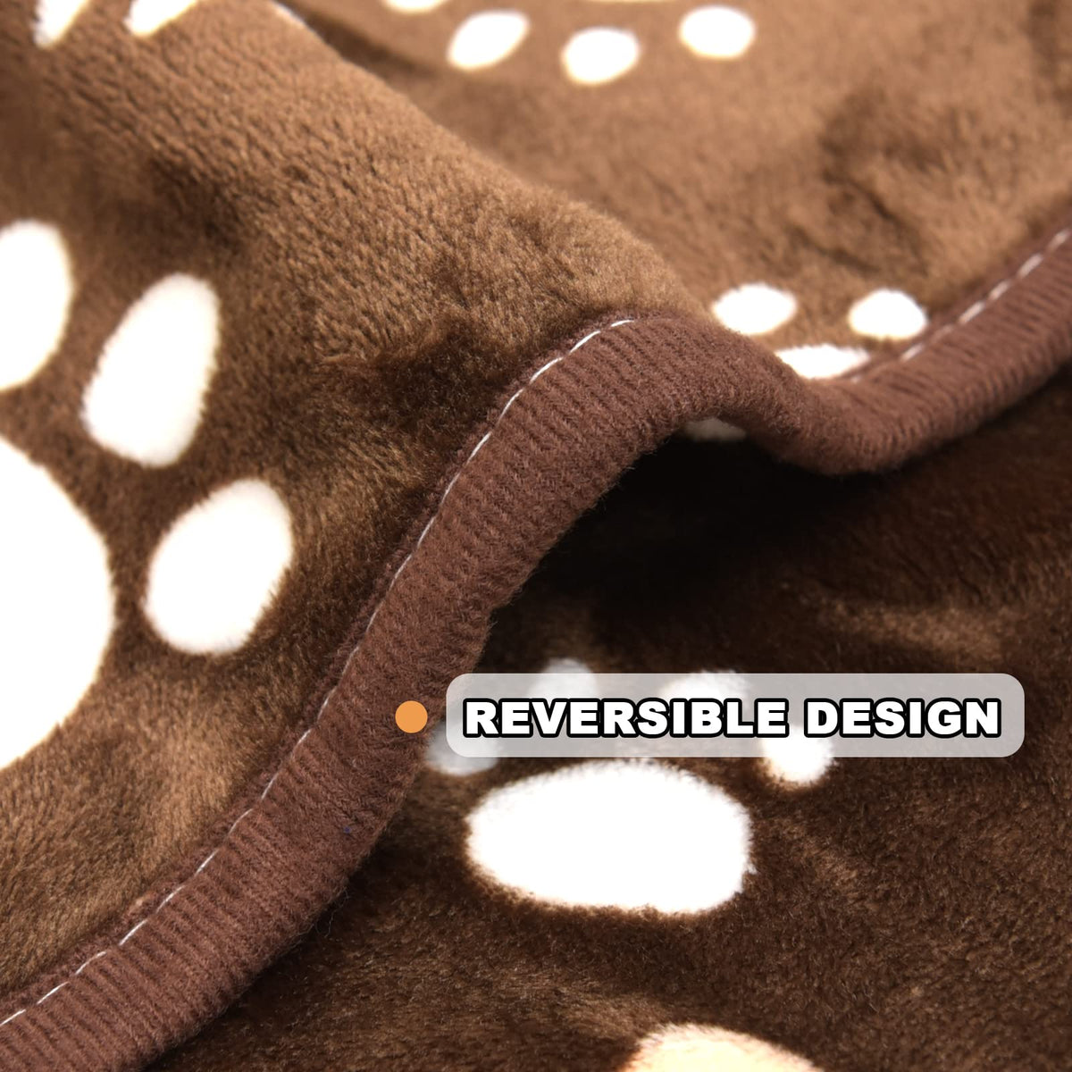 AHOOCUSTOM Dog Blanket, Soft Fleece Dog Blankets for Small Medium Dogs, Fluffy Flannel Pet Cat Puppy Blanket Mat Cover for Bed Couch, Cute Paw Print Throw Blanket for Dogs, Brown 40"X30"