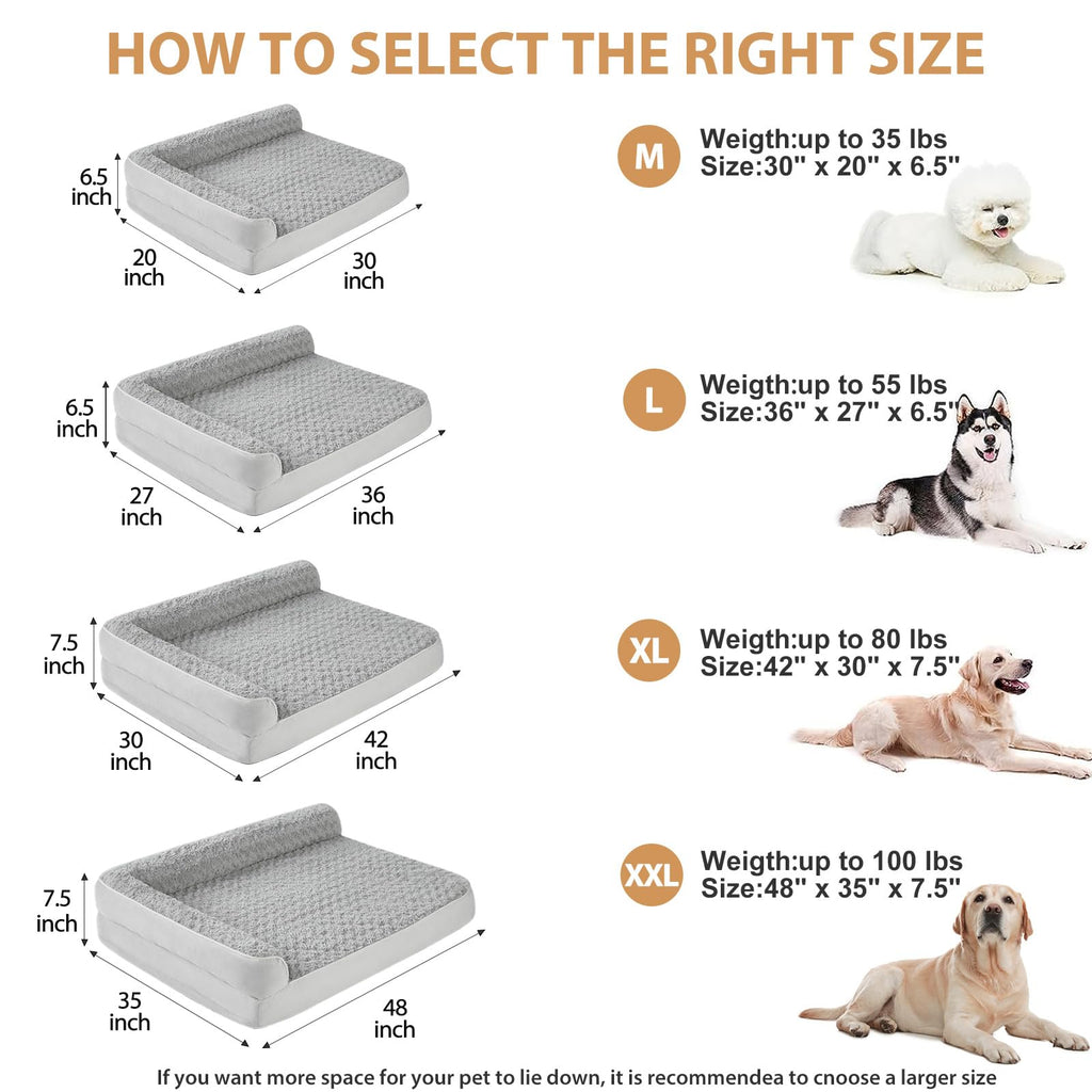 BFPETHOME Orthopedic Washable Dog Bed, Sleeping Couch for Large Senior Dogs