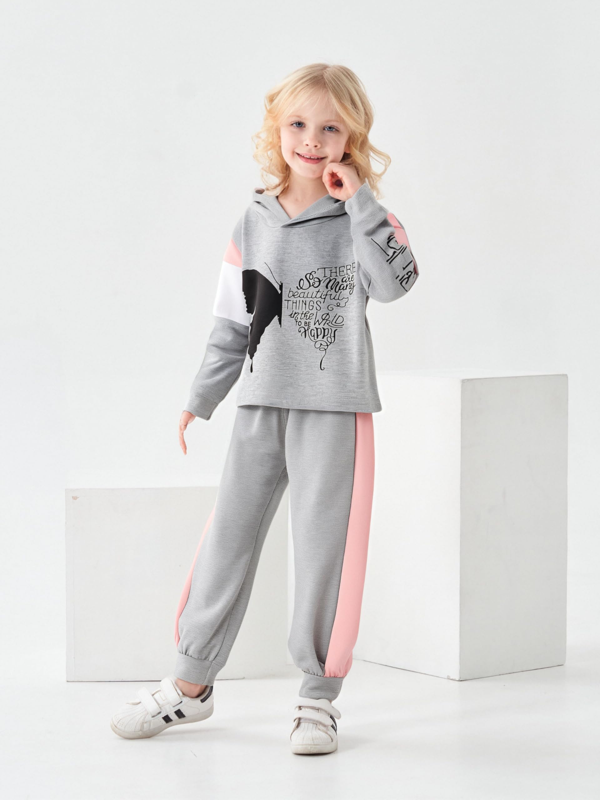 Axumity Toddler Baby Girl Clothes Outfits Butterfly Print Hoodie Sweatshirt Pants Kid Girls Fall Winter Clothing Set(4-5T)