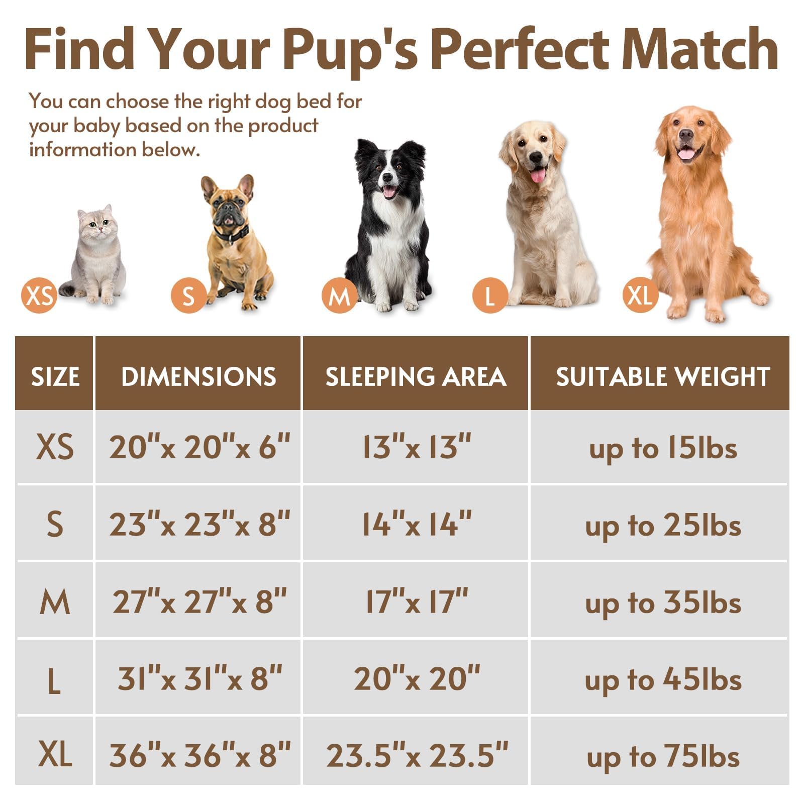 JOLLYVOGUE Calming Dog Beds Large Sized Dog, 36in Donut Washable Large Pet Bed, Anti-Slip & Anti-Anxiety Fluffy Faux Fur Round Dogs Bed, Fits up to 80 lbs Pets （Chocolate）