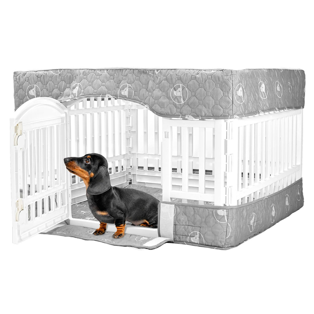 PJYuCien Playpen Cover and Bottom Pad for 36'' Width 4 Panel Pen, Gray