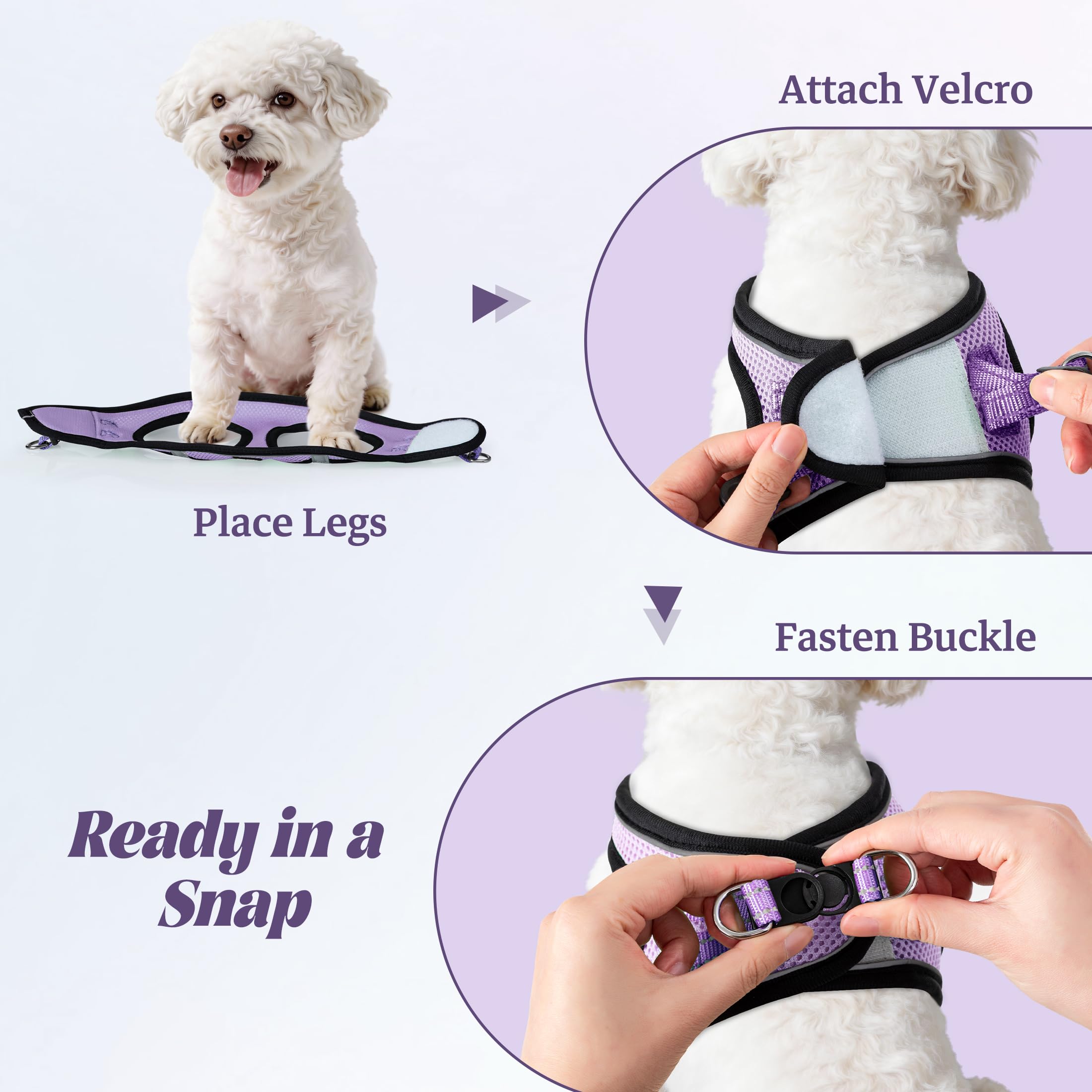 No Pull Dog Puppy Harness and Leash Set Reflective Mesh Vest X-Small
