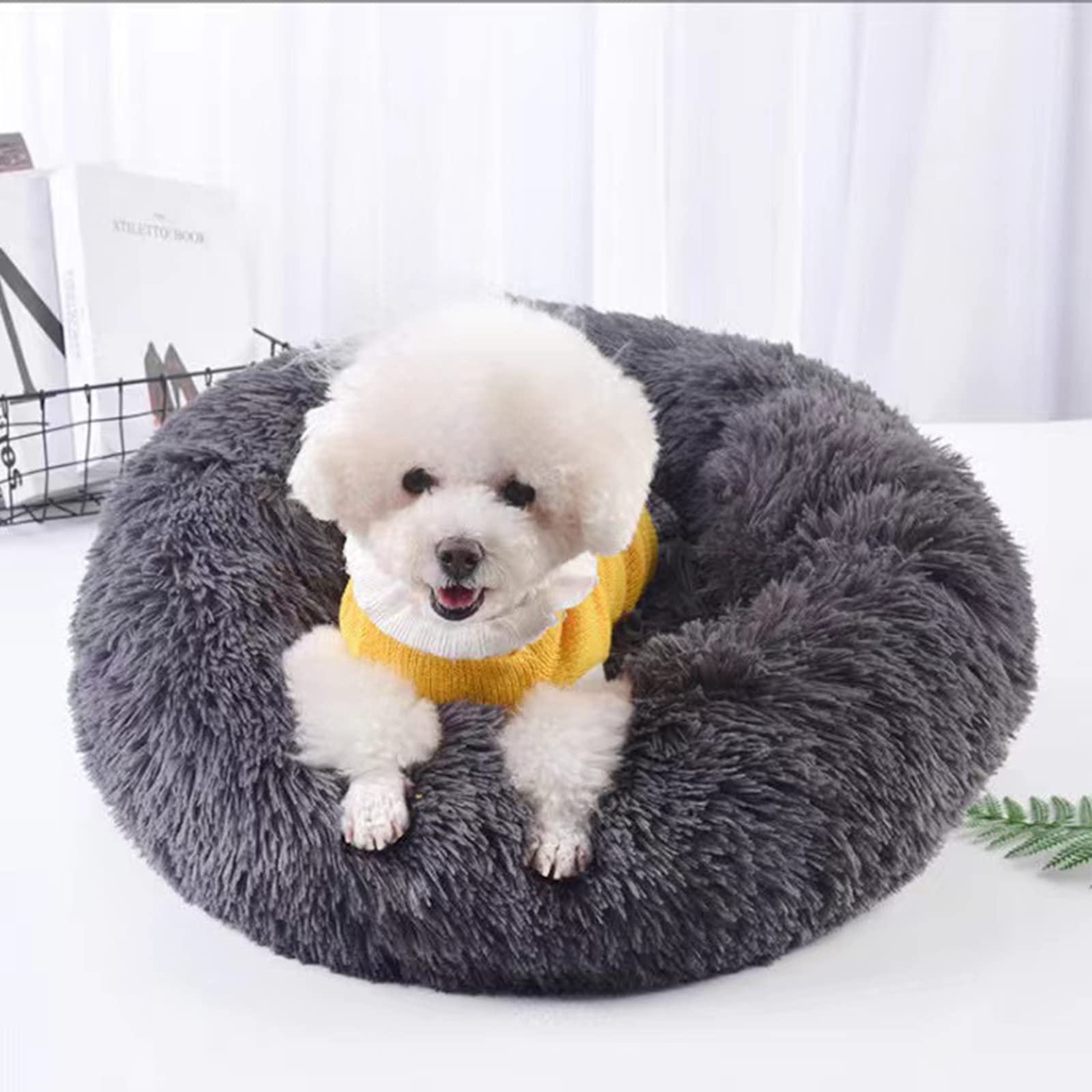 Nisrada Dog Bed for Small Medium Large Dogs, 20 inch Calming, Washable-Round Cozy Soft Pet Bed for Puppy and Kitten with Slip-Resistant Bottom