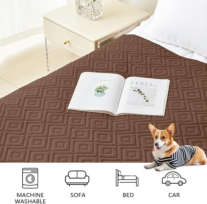 hyha Waterproof Dog Blanket, Soft Dog Bed Cover Pet Blankets, Waterproof Sofa Couch Cover for Dogs Washable, Reversible Pet Couch Covers for Sofa Furniture (68x82 Inch, Brown/Beige)