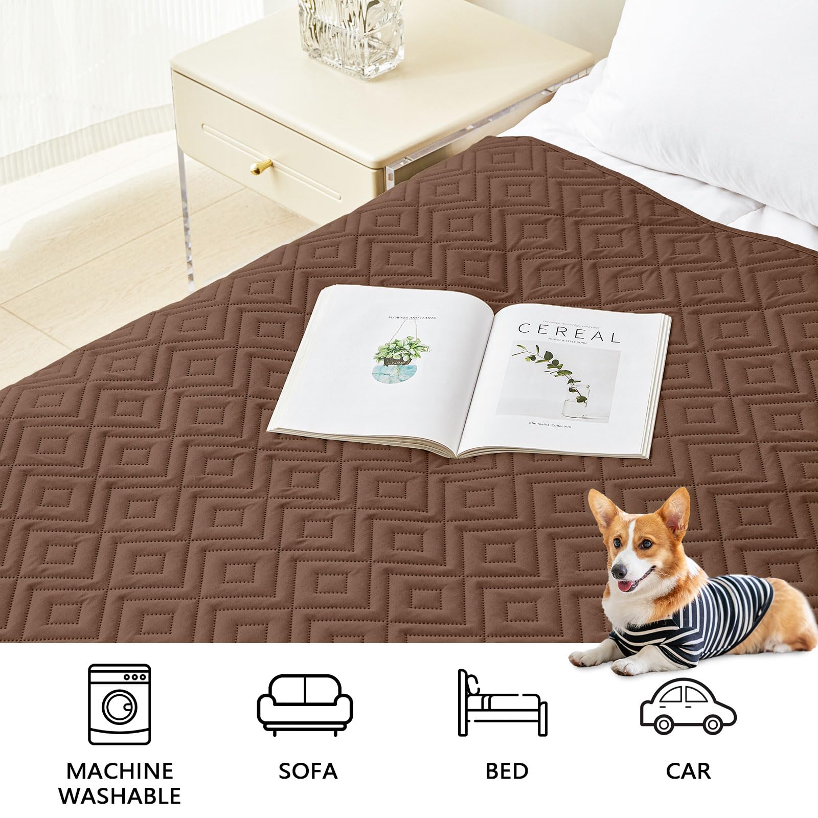 hyha Waterproof Reversible Dog Blanket, Pet Blanket for Sofa Couch