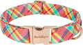 Astdogio Cotton Dog Collar, Soft Adjustable Dog Collars for Small Dogs, Multi-Color Plaid Dog Collar for Small Medium Large Dogs, Cute Dog Collars Perfect for Girl or Boy Dog Collars-S