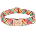 Astdogio Cotton Dog Collar, Soft Adjustable Dog Collars for Small Dogs, Multi-Color Plaid Dog Collar for Small Medium Large Dogs, Cute Dog Collars Perfect for Girl or Boy Dog Collars-S