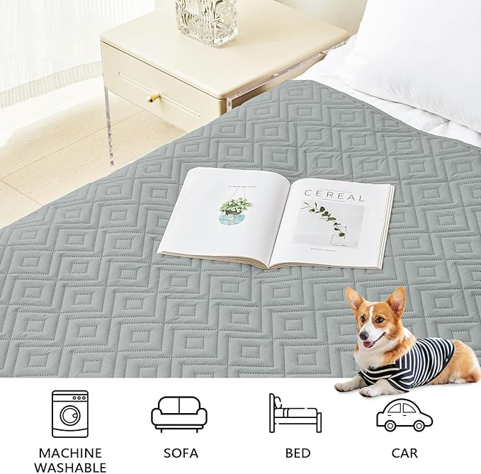 hyha Waterproof Dog Blanket, Soft Pet Bed Blankets, Waterproof Sofa Couch Cover for Dogs Washable, Reversible Pet Couch Covers for Sofa Furniture (30x90 Inch, Grey/Light Grey)