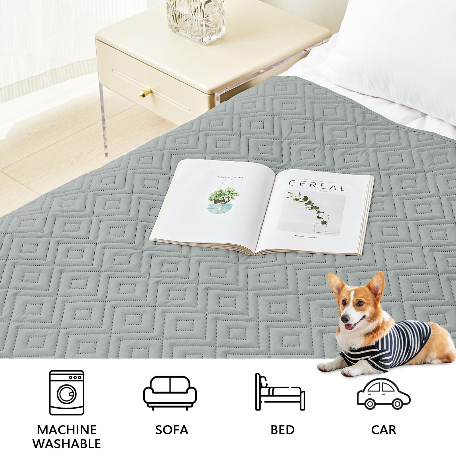 hyha Waterproof Reversible Dog Blanket, Pet Blanket for Sofa Couch