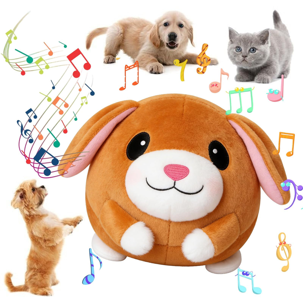 Interactive Dog Toys,Active Moving Pet Plush Toy with Recording and Music Modes, Jumping Squeaky Song shaking Interactive Dog Ball, Rechargeable Dog Toys to Keep Them Busy,Animal Plush Pet Toy (Dog)