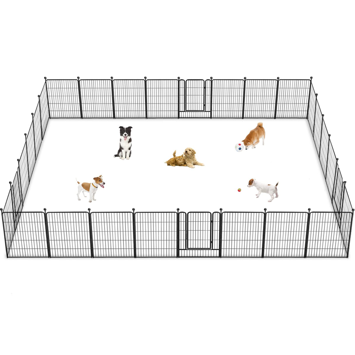 Jhsomdr Dog Playpen 32 inch 30 Panels Indoor Outdoor Dog Pen for Medium/Small Dogs Heavy Duty Metal Dog Fence Outdoor for Yard, Puppy Playpen with Door Portable Pet Fence for RV Camping Yard