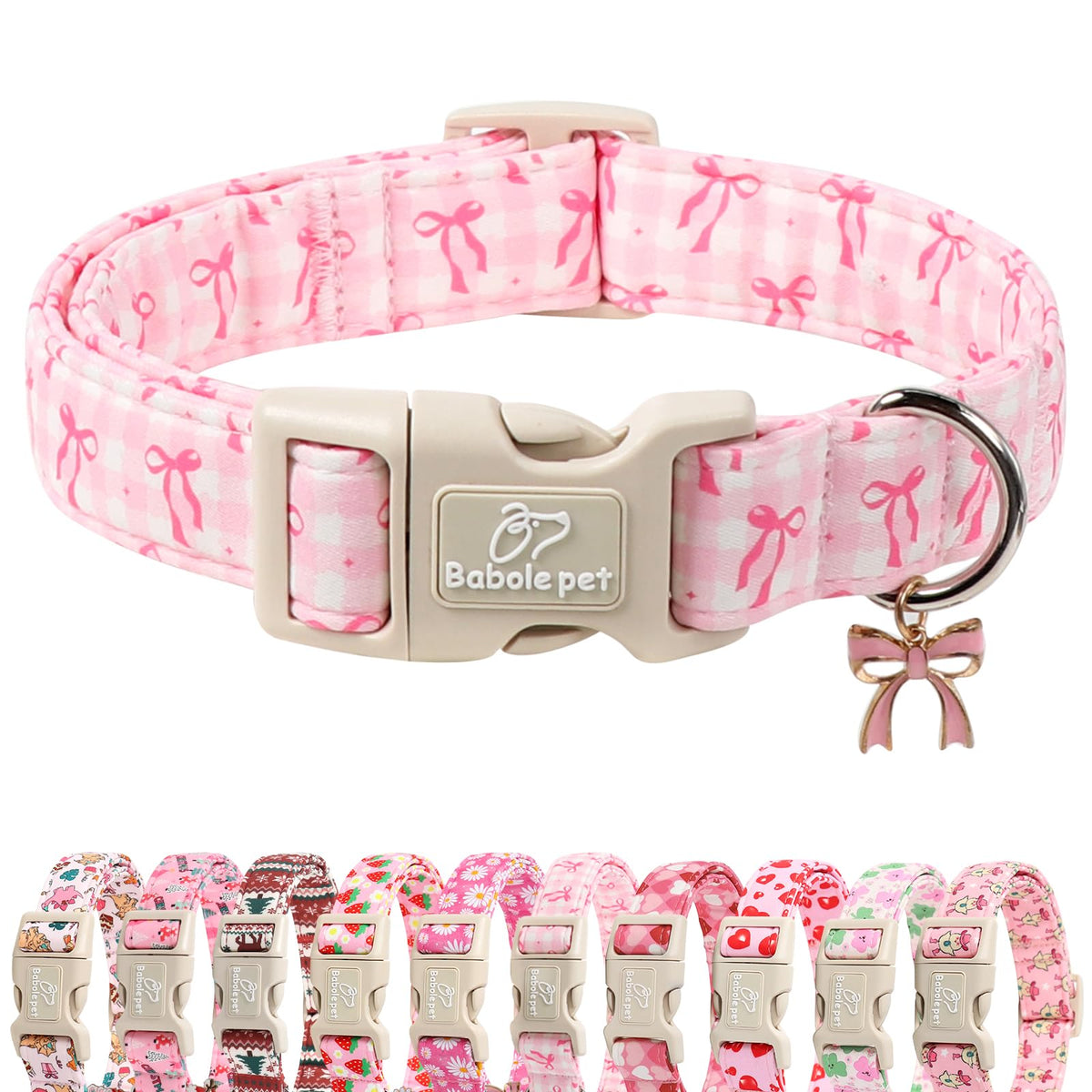 Babole Pet Easter Dog Collar for Large Dogs - Cowgirl Chick Easter Collars for Dogs, Pink Girl Dog Collar, Adjustable Spring Holiday Pet Collars with Quick Release Buckle L