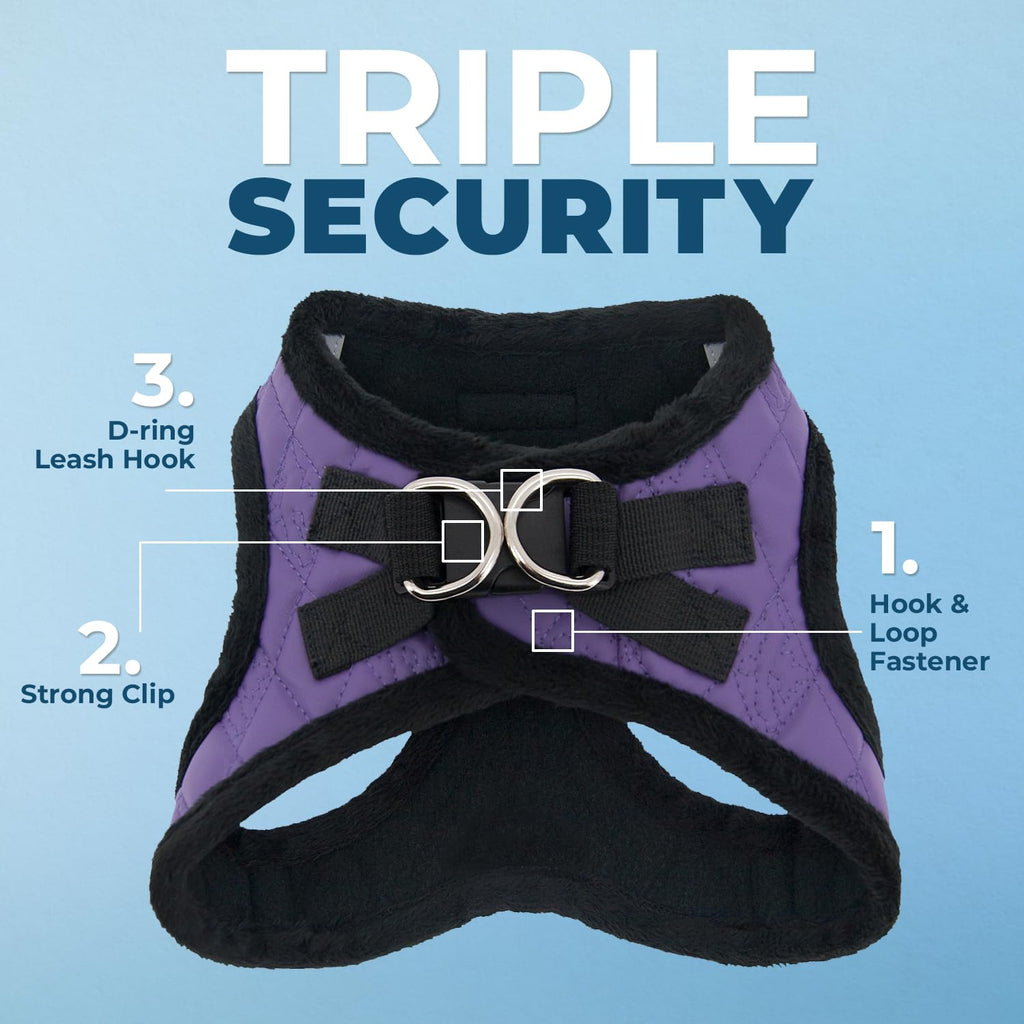 Voyager Step-in Plush Dog Vest Harness -Purple Faux Leather, X-Large