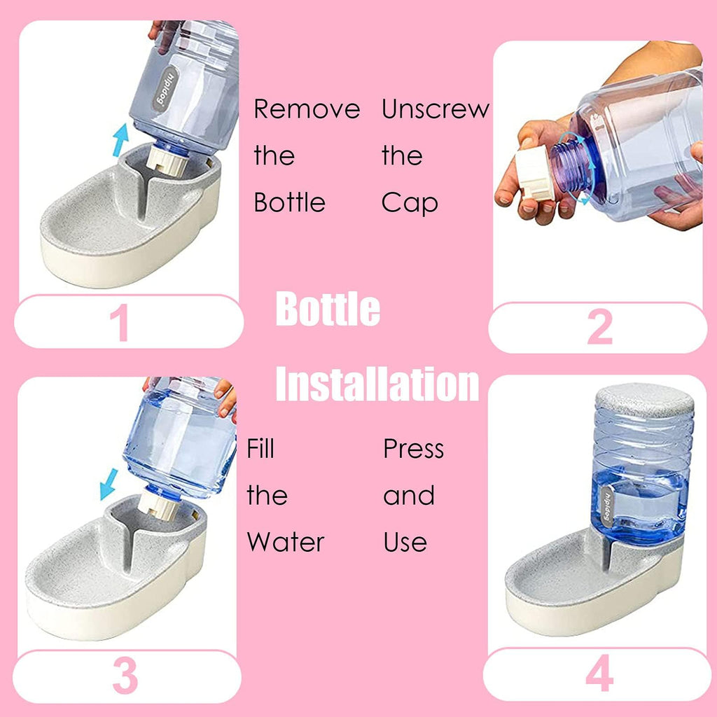 kathson Automatic Cats Water Dispenser 1 Gallon Gravity Dogs Water Station Feeder Large Capacity Pet Drinking Bowls for Kitten Puppy
