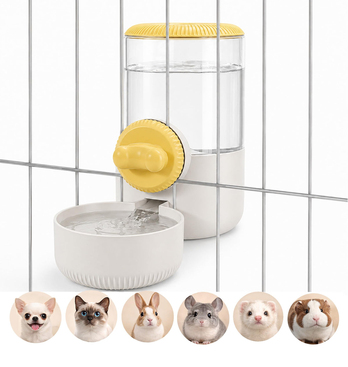34 oz Cage-Hanging Gravity Water Bowl & Pet Water Dispenser