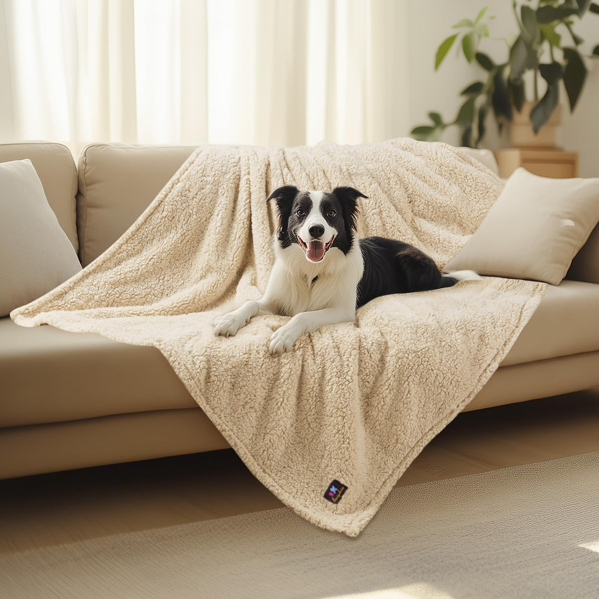 Luciphia Waterproof Pet Blanket for Medium Large Dogs Soft Cat Sherpa Calming Thick Cover Leakproof Cozy Puppy Sofa Bed Car Couch Protector(Blue/Navy,41x31 inches)
