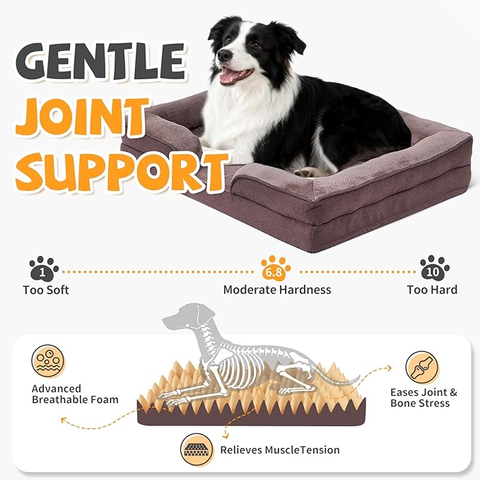 Makigued Medium Orthopedic Dog Bed, Egg Crate Foam, 35 x 24.8 x 6.7 Inches