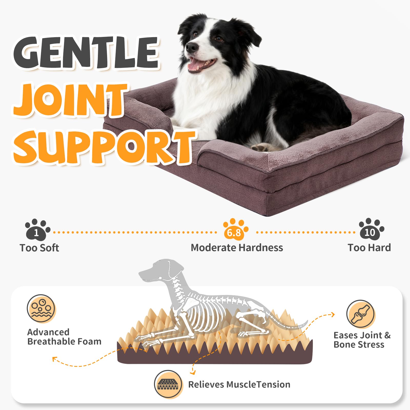Makigued Medium Orthopedic Dog Bed, Egg Crate Foam, 35 x 24.8 x 6.7 Inches