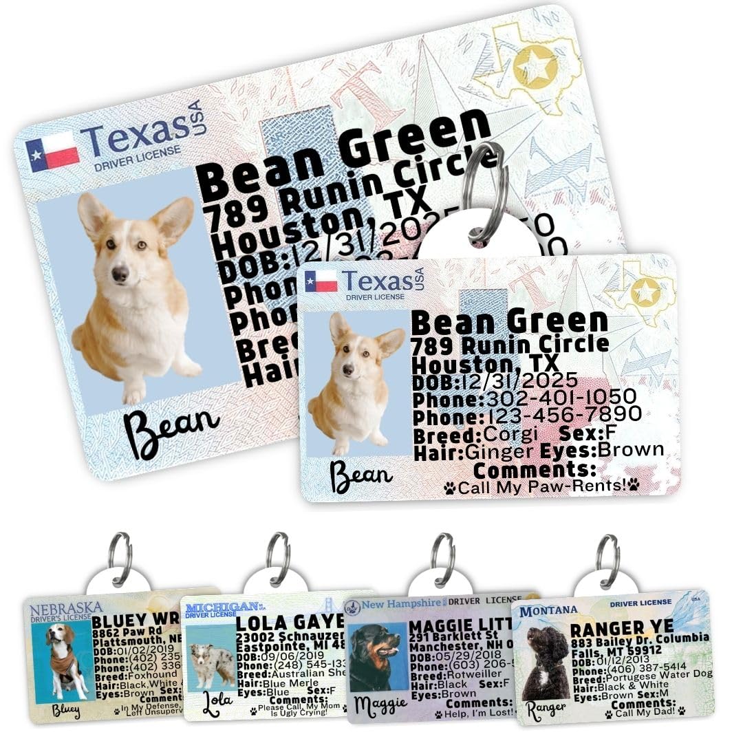 Dog Tags Personalized, Dog ID License Tag for Pets (Arizona, Wallet Card)