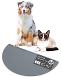 Should We Go? Waterproof Silicone Dog Food Mat – Medium Size Non-Slip Pet Bowl Mat, Raised Edge Design, Easy-to-Clean Pet Food Placemat for Dog & Cat Bowls, 21" Across x 10.5" Deep - Charcoal