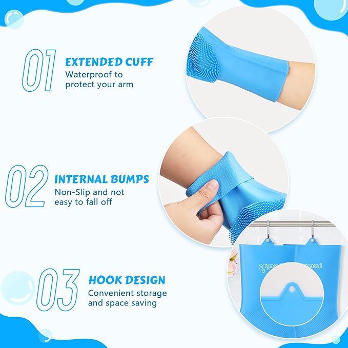 Pecute Silicone Pet Grooming Gloves for Washing Cats Dogs Bath Brush Large