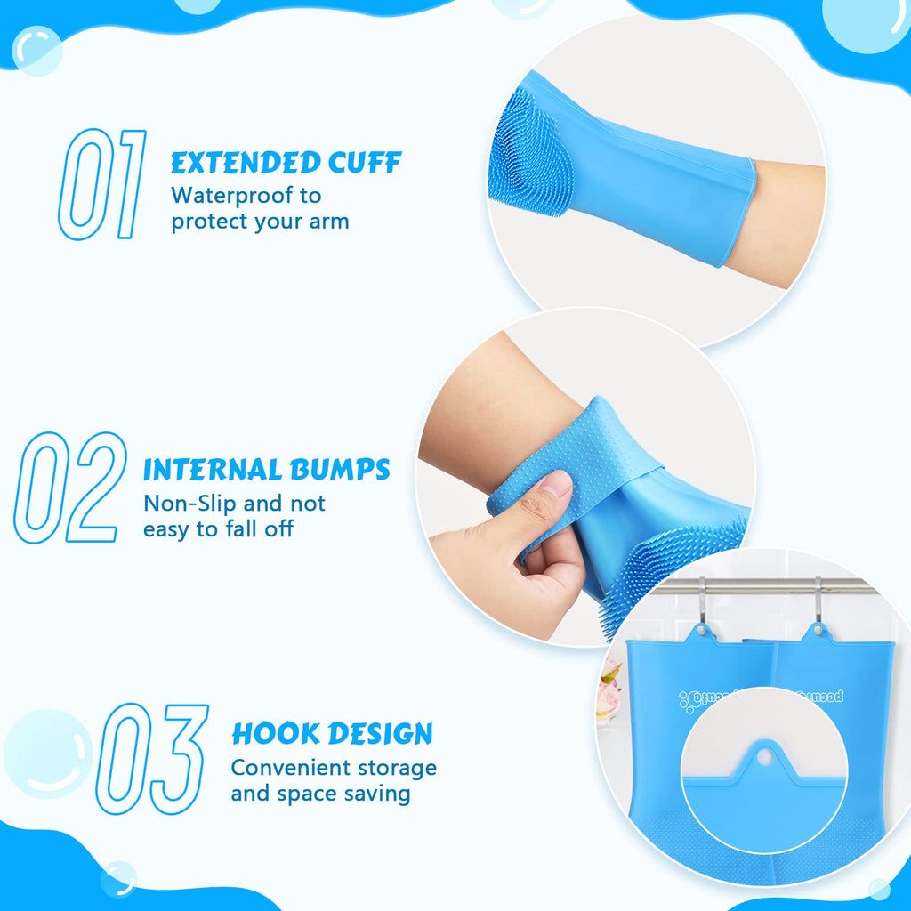 Pecute Silicone Pet Grooming Gloves for Washing Cats Dogs Bath Brush