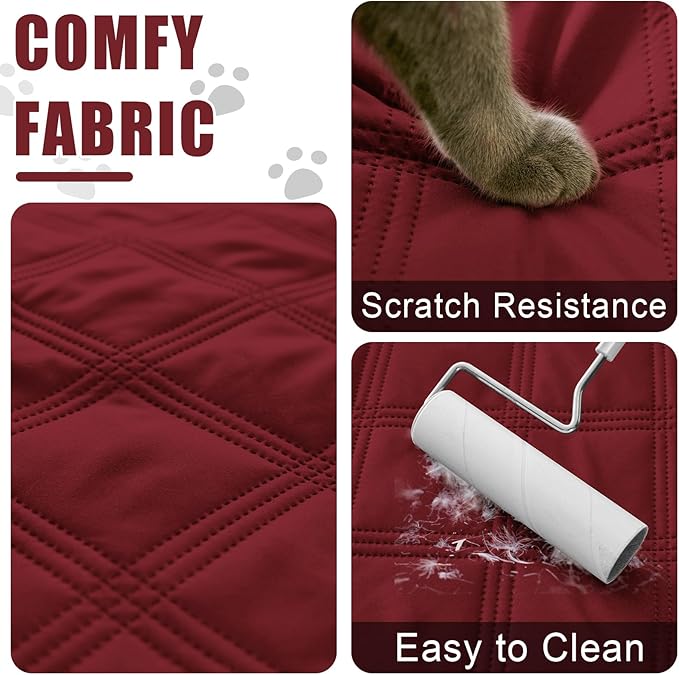 Smiry Waterproof Dog Bed Cover Blanket 30x70, Soft Reversible Pet Blanket, Washable Leakproof Cats Dogs Couch Cover for Sofa, Couch, Furniture, Wine Red/Wine Red