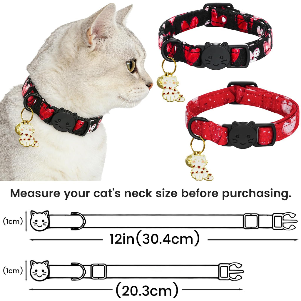 Bobo Rainbow Valentine Red & Black Heart Print Cat Collar(2-Pack) Breakaway