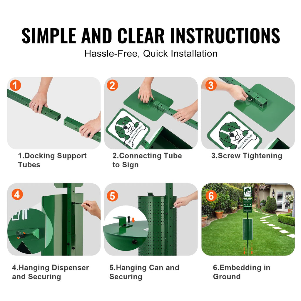 VEVOR Dog Waste Station, 11.5 Gallon Pet Waste Station with Lockable Bag Dispenser, 50 Can Liners & 600 Waste Bags, Outdoor Pet Poop Station for Apartments, Parks, Backyard, Dog Waste Disposal System