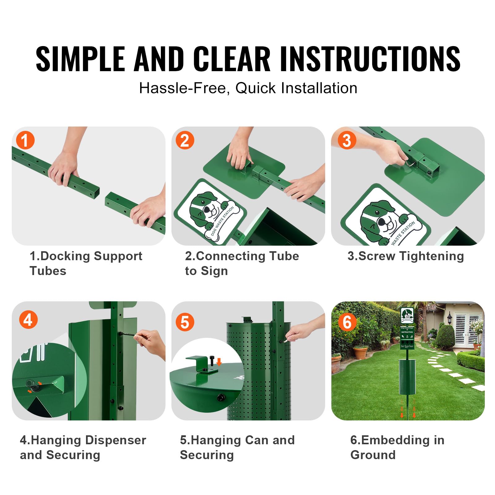 VEVOR Dog Waste Station, 11.5 Gallon Pet Waste Station with Lockable Bag Dispenser, 50 Can Liners & 600 Waste Bags, Outdoor Pet Poop Station for Apartments, Parks, Backyard, Dog Waste Disposal System