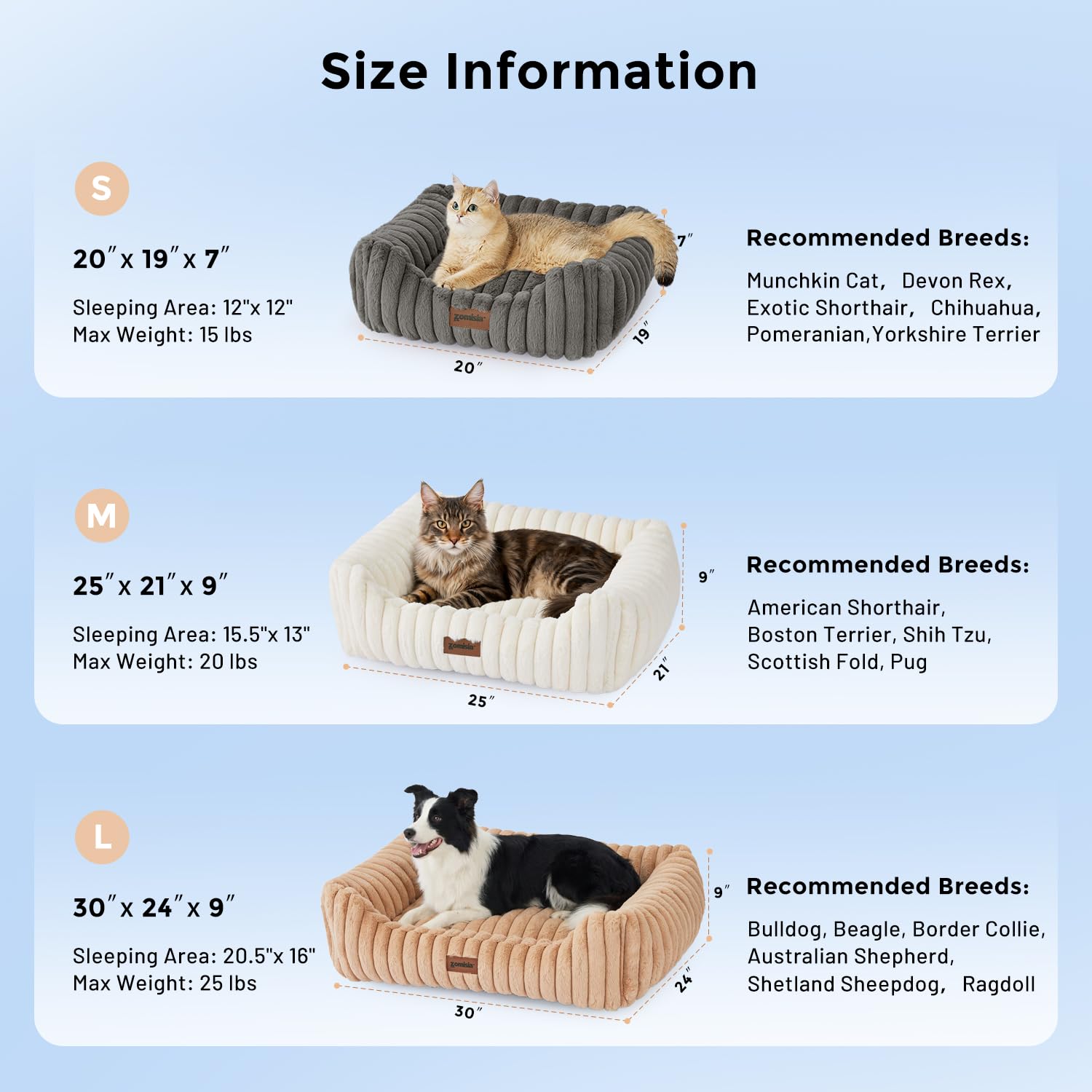 ZOMISIA Orthopedic Dog Bed for Medium Dogs with Washable Cover, 30x24''