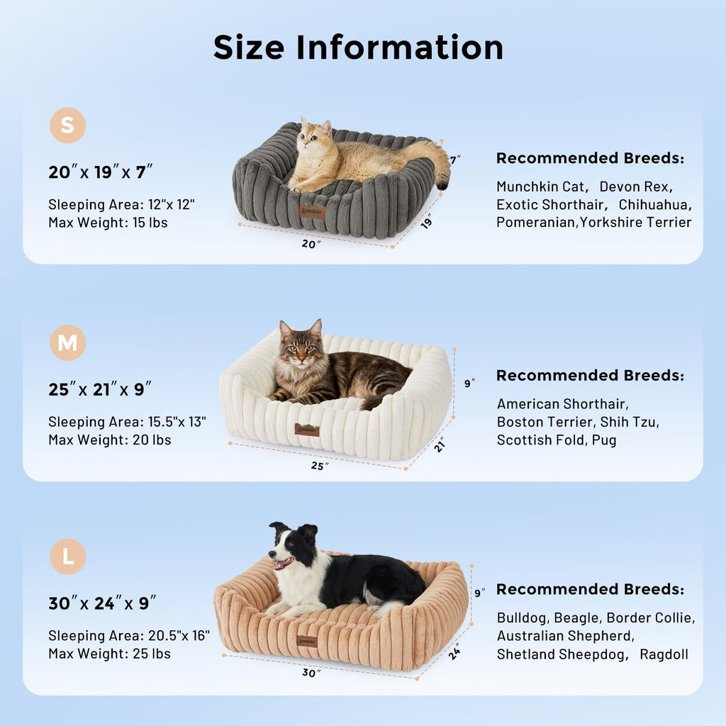 ZOMISIA Small Dog Bed, Cat Bed for Indoor Cats with Washable Cover, 20x19''