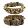 haoyueer Spiked Dog Collar Soft Pu Leather Mushrooms Rivet Spike Studded Puppy Adjustable Pet Collars for Small Breeds (L, Grey1)