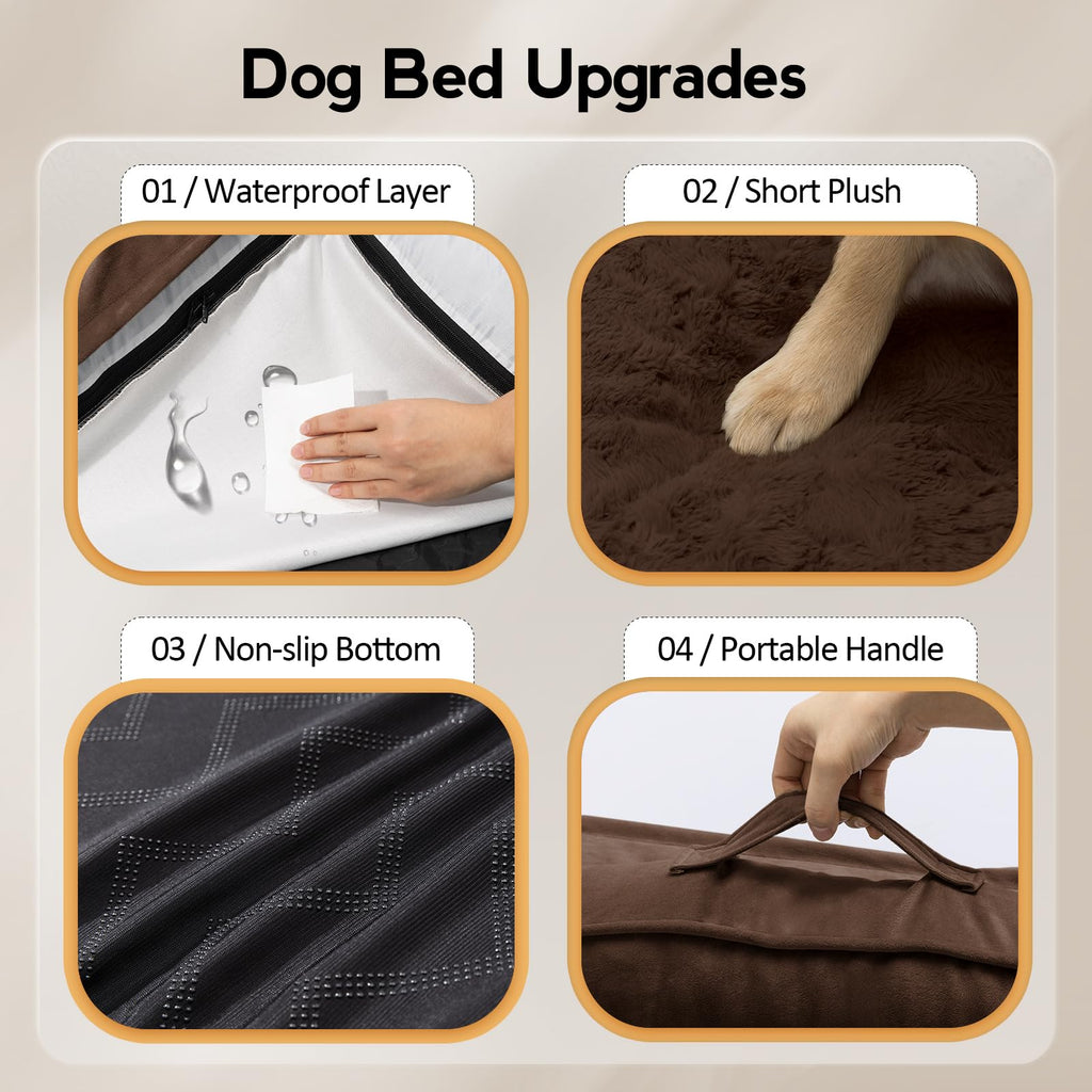 MEKIY Orthopedic Waterproof Dog Bed with Sides for Large Medium Dogs