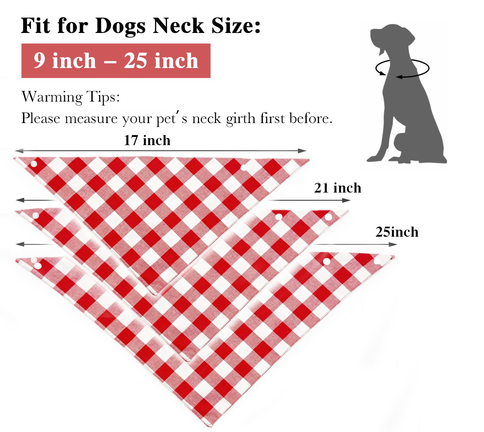 Christmas Plaid Dog Bandana with Button, Fall Dual Layer Scarf Soft Cotton Triangle Bib Girls and Boys Kerchief Adjustable Accessories for Small Medium Large Extra Large Dog Puppy Pet Cat